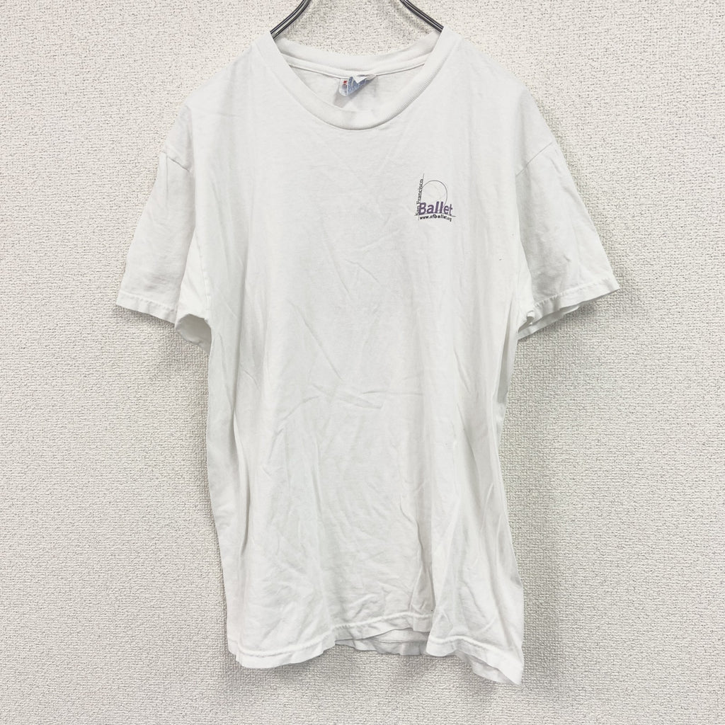 Hanes　ヘインズ　半袖プリントTシャツ　バレリーナ　白　ホワイト　Mサイズ カットソー メンズ コットン 古着