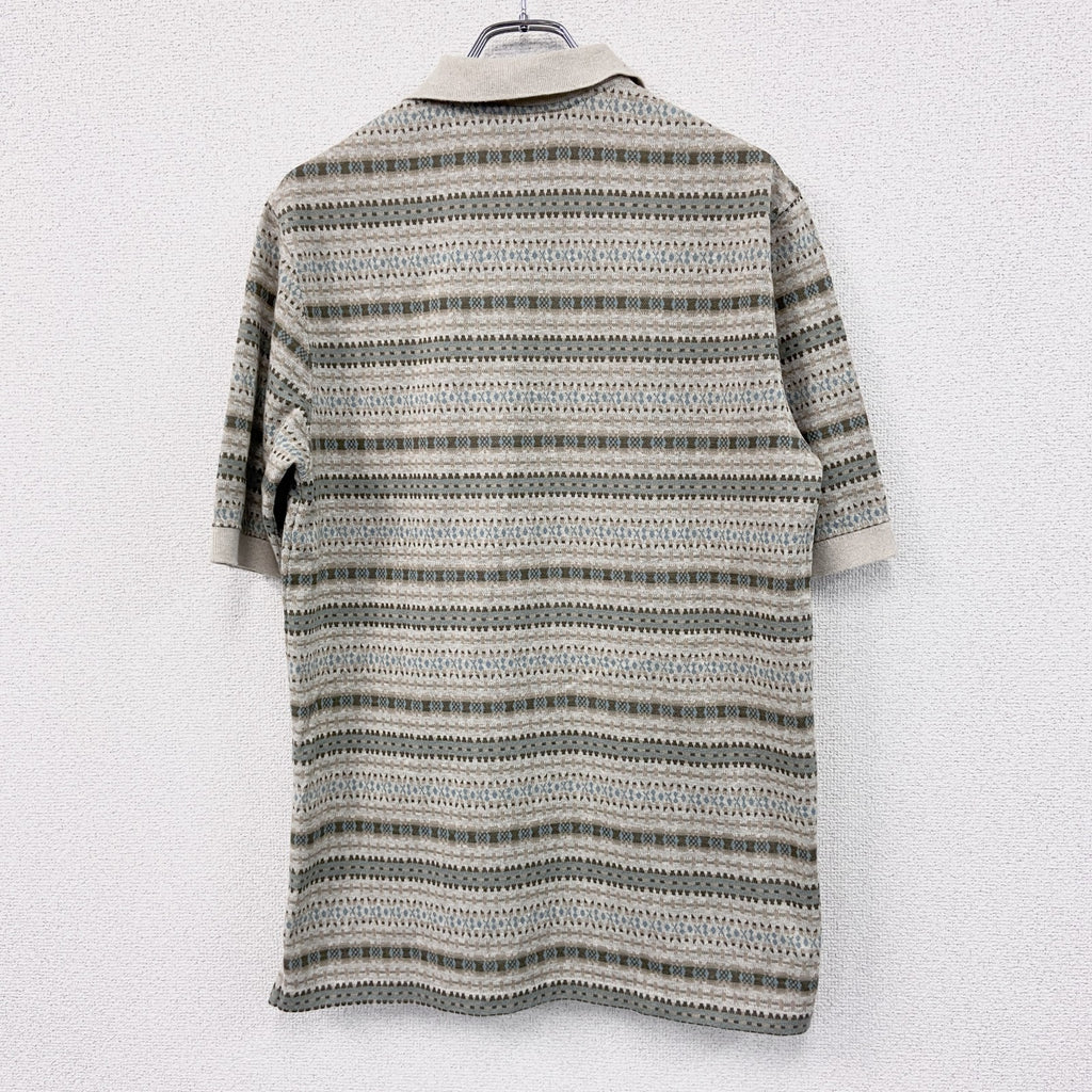 90s　LANDS’ END　ランズエンド　半袖ポロシャツ　ヴィンテージ　マルチカラー　ボーダー　Mサイズ　古着