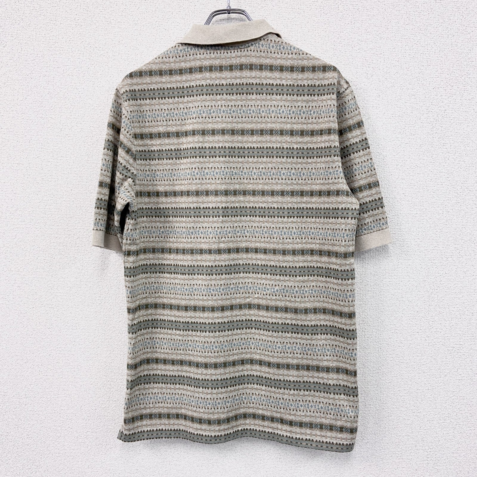 90s　LANDS’ END　ランズエンド　半袖ポロシャツ　ヴィンテージ　マルチカラー　ボーダー　Mサイズ　古着