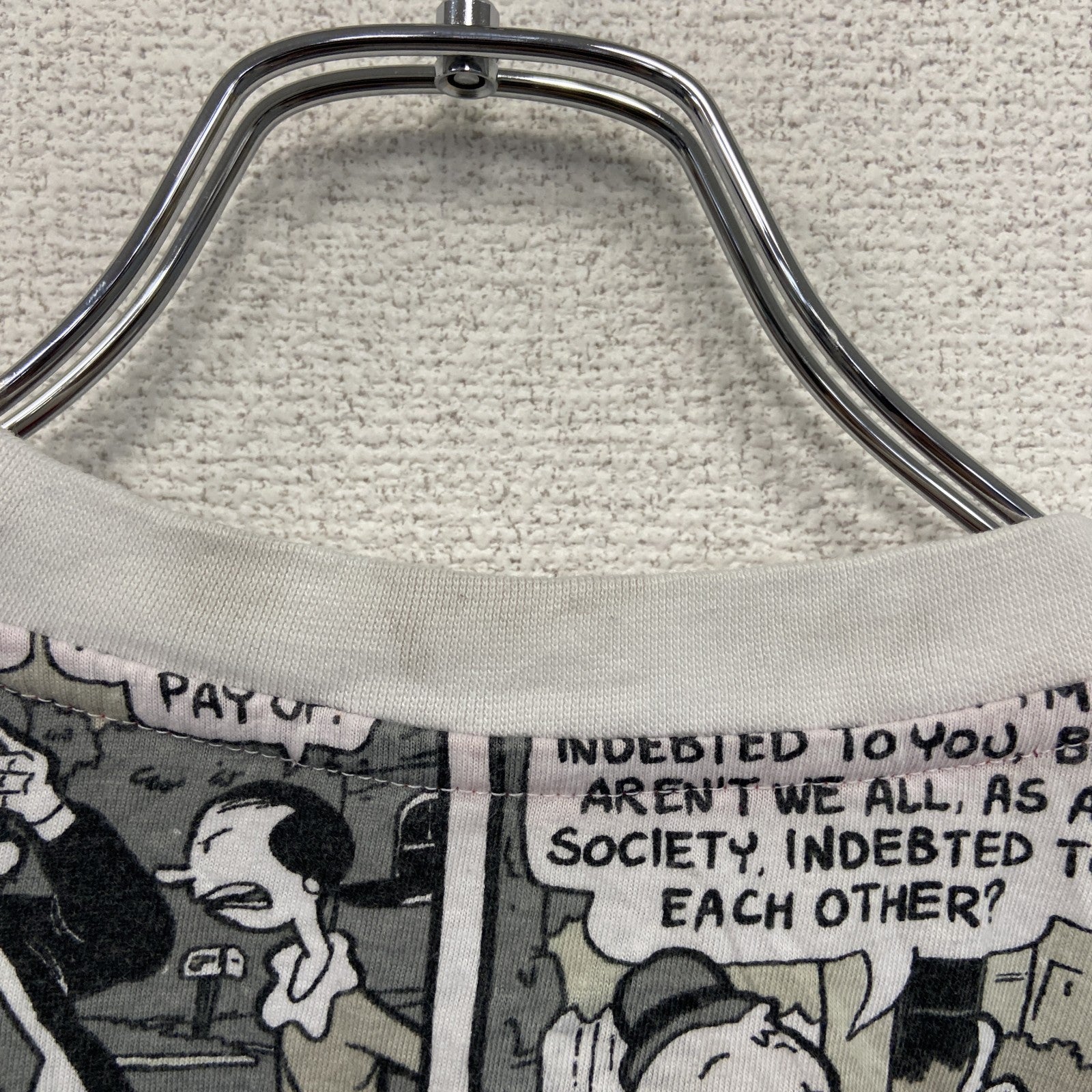 TROURBLE MAKER　POPEYE　ポパイ　半袖プリントTシャツ　総柄　アメコミ柄　白　ホワイト　黒　ブラック　Mサイズ　古着