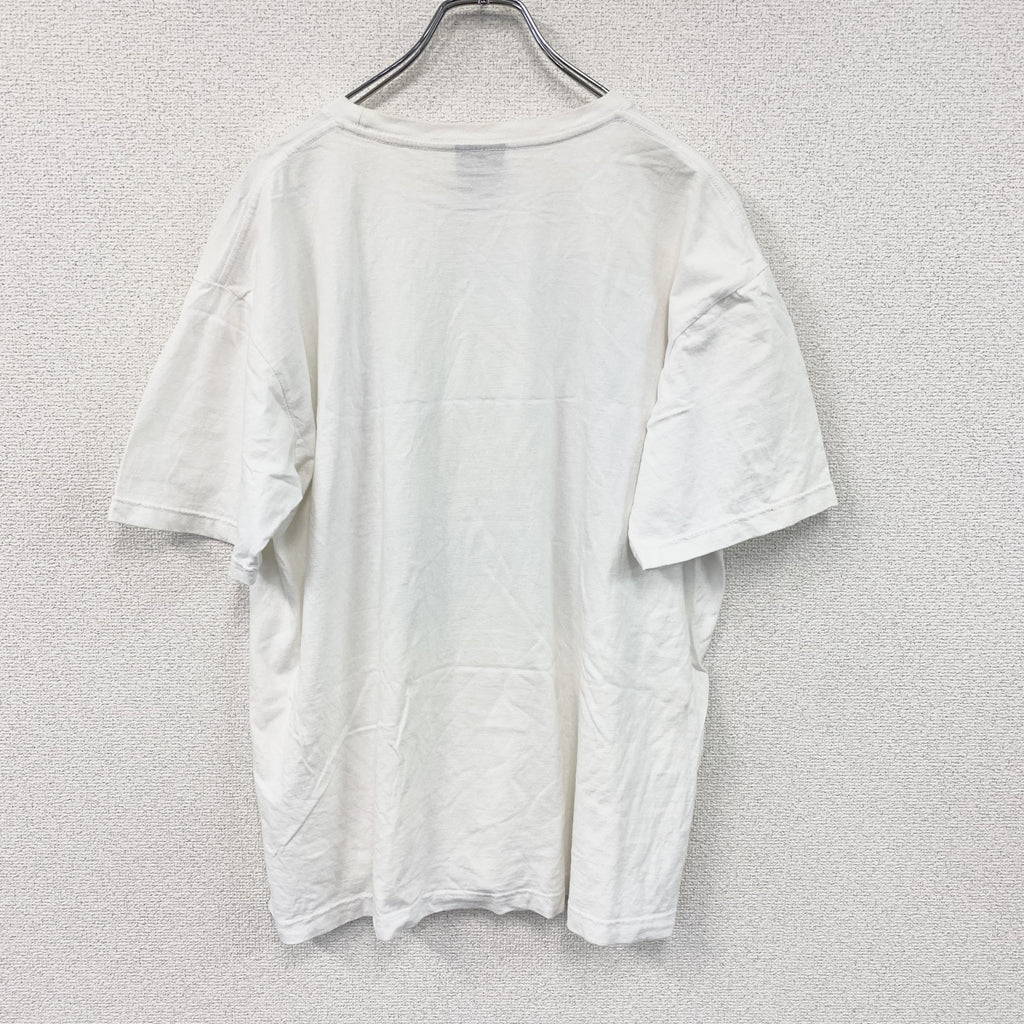 BROADWAY　ブロードウェイ　半袖プリントTシャツ　白　ホワイト　XLサイズ カットソー メンズ コットン 古着