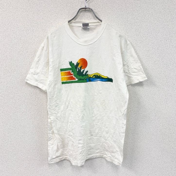 Hanes　ヘインズ　BIROWELL　半袖プリントTシャツ　白　ホワイト　Mサイズ カットソー メンズ コットン 古着