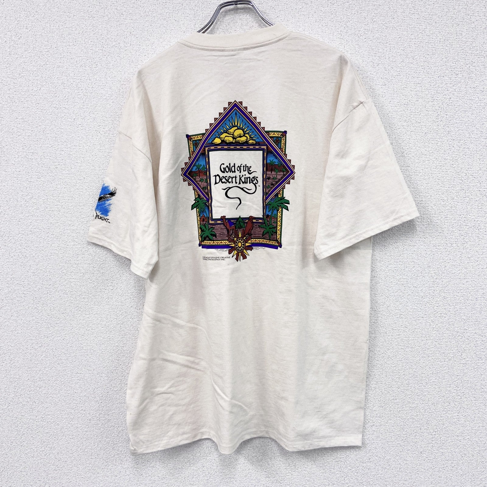 00s　GILDAN　ギルダン　半袖プリントアニマルTシャツ　両面プリント　ヴィンテージ　白　ホワイト　ベージュ　XLサイズ　古着