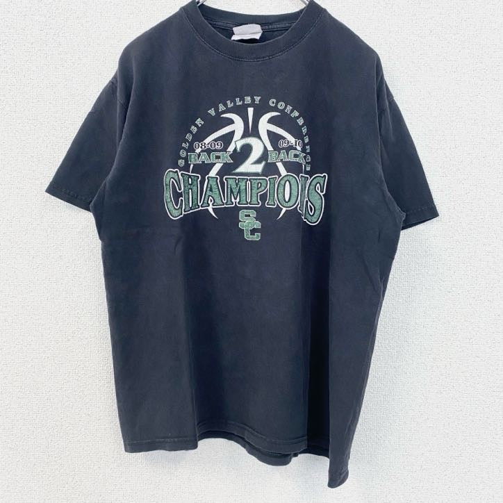 PORT＆COMPANY　半袖プリントTシャツ　女子バスケットボール　レトロデザイン　黒　ブラック　Mサイズ　古着