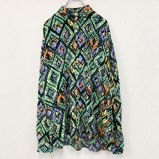 CARDCHE　長袖シャツ　総柄　黒　ブラック　XLサイズ