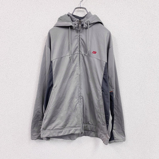 00s　NIKE　ナイキ　フルジップジャージパーカー　フード取り外し可能　ヴィンテージ　灰色　グレー　Mサイズ