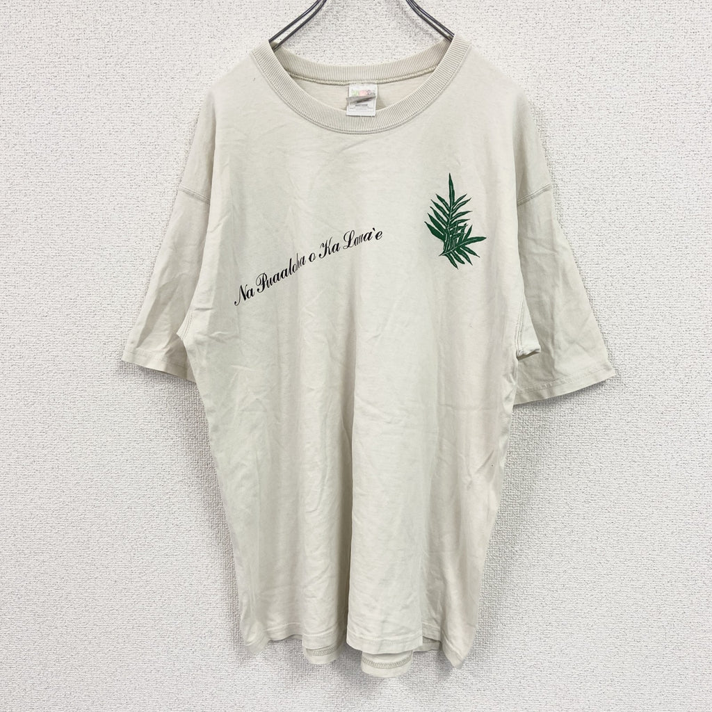 FRUIT OF THE LOOM　フルーツオブザルーム　半袖プリントTシャツ　ベージュ　Lサイズ カットソー メンズ コットン 古着