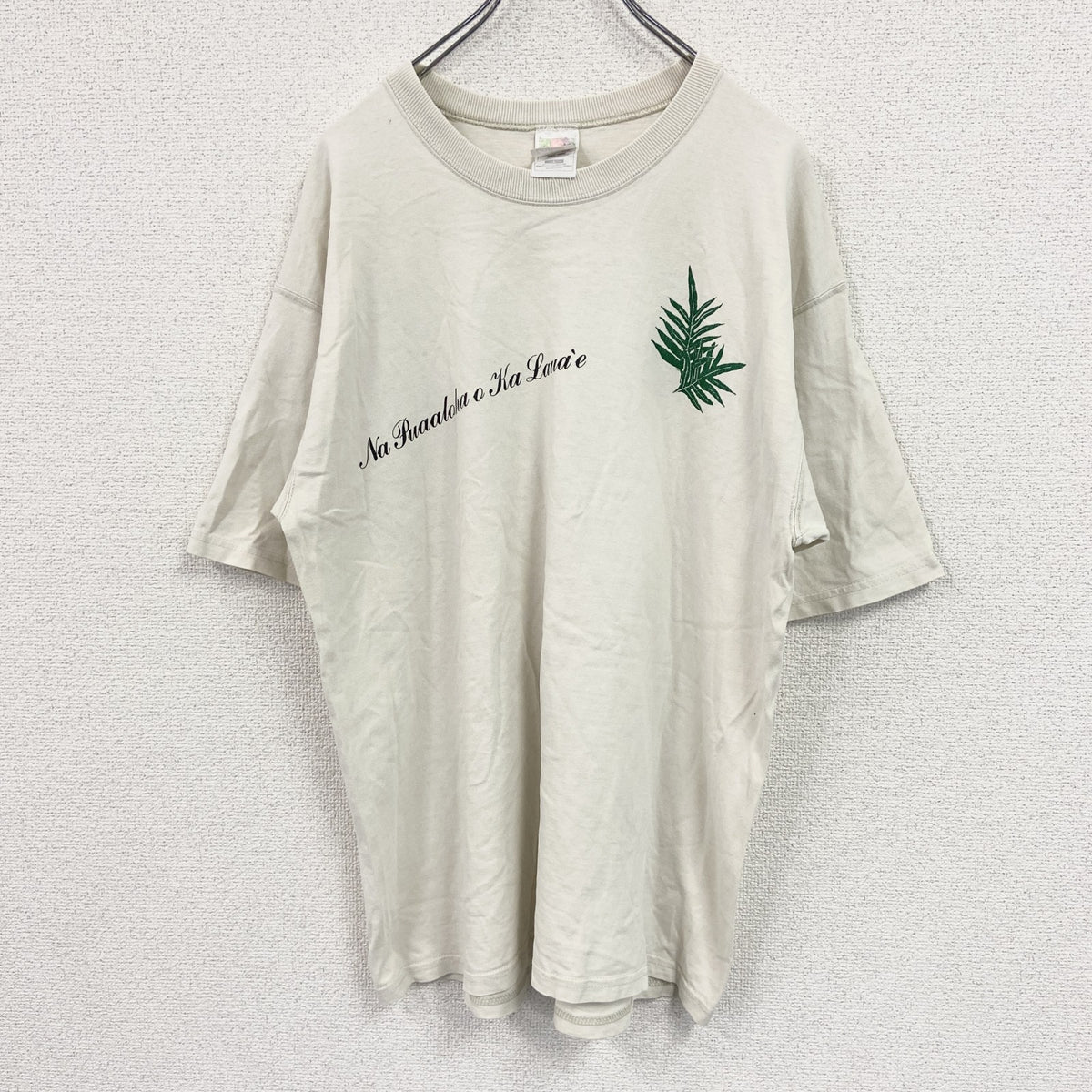 FRUIT OF THE LOOM　フルーツオブザルーム　半袖プリントTシャツ　ベージュ　Lサイズ カットソー メンズ コットン 古着