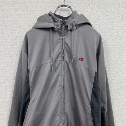 00s　NIKE　ナイキ　フルジップジャージパーカー　フード取り外し可能　ヴィンテージ　灰色　グレー　Mサイズ