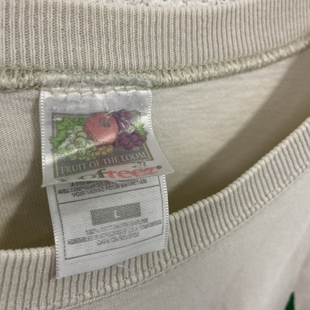 FRUIT OF THE LOOM　フルーツオブザルーム　半袖プリントTシャツ　ベージュ　Lサイズ カットソー メンズ コットン 古着