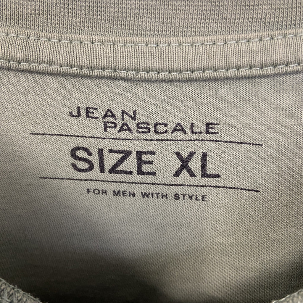 JEAN PASCALE　半袖コラージュプリントTシャツ　クルーネック　カジュアルデザイン　黄緑　XLサイズ　古着