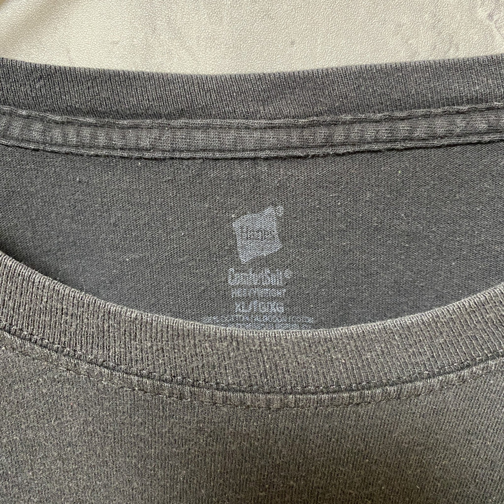 Hanes　ヘインズ　半袖プリントTシャツ　星条旗　両面プリント　クルーネック　黒　ブラック　XLサイズ　古着