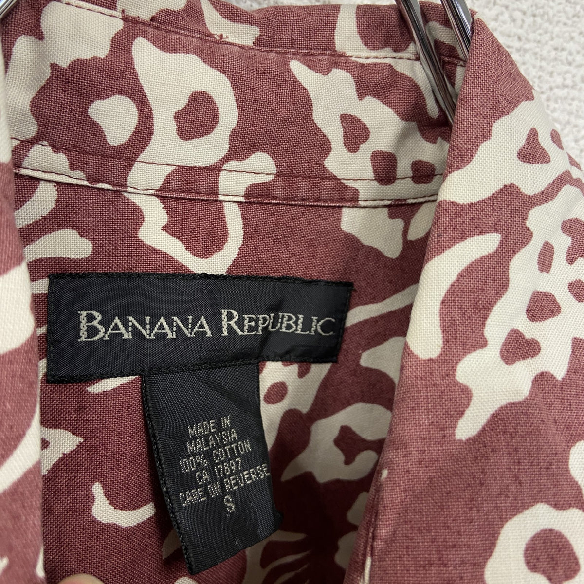 ～00s　BANANA REPUBLIC　バナナリパブリック　半袖アロハシャツ　総柄　赤色　レッド　Sサイズ　古着