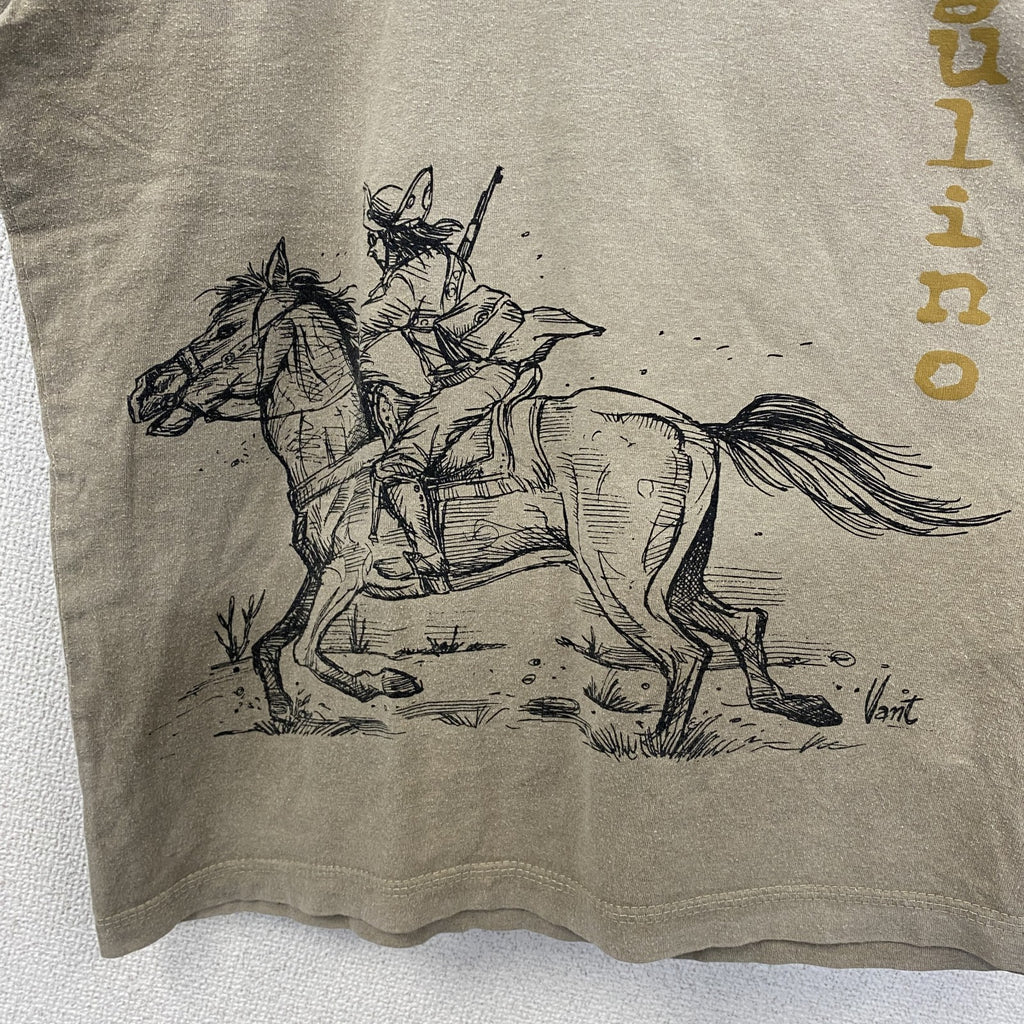 VIRGULINO　半袖プリントTシャツ　馬　ホース　ブラジル　レトロデザイン　ベージュ　XLサイズ　古着