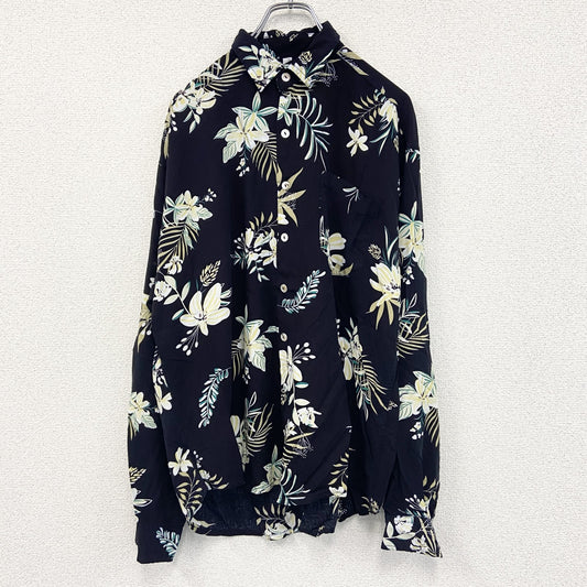 CARDCHE　長袖シャツ　総柄　黒　ブラック　Lサイズ