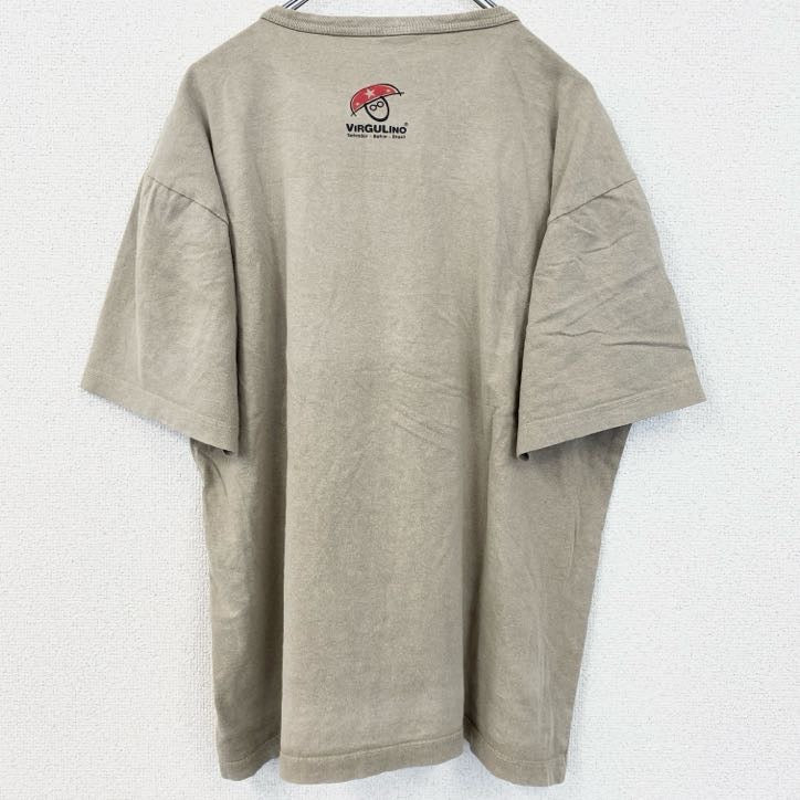 VIRGULINO　半袖プリントTシャツ　馬　ホース　ブラジル　レトロデザイン　ベージュ　XLサイズ　古着