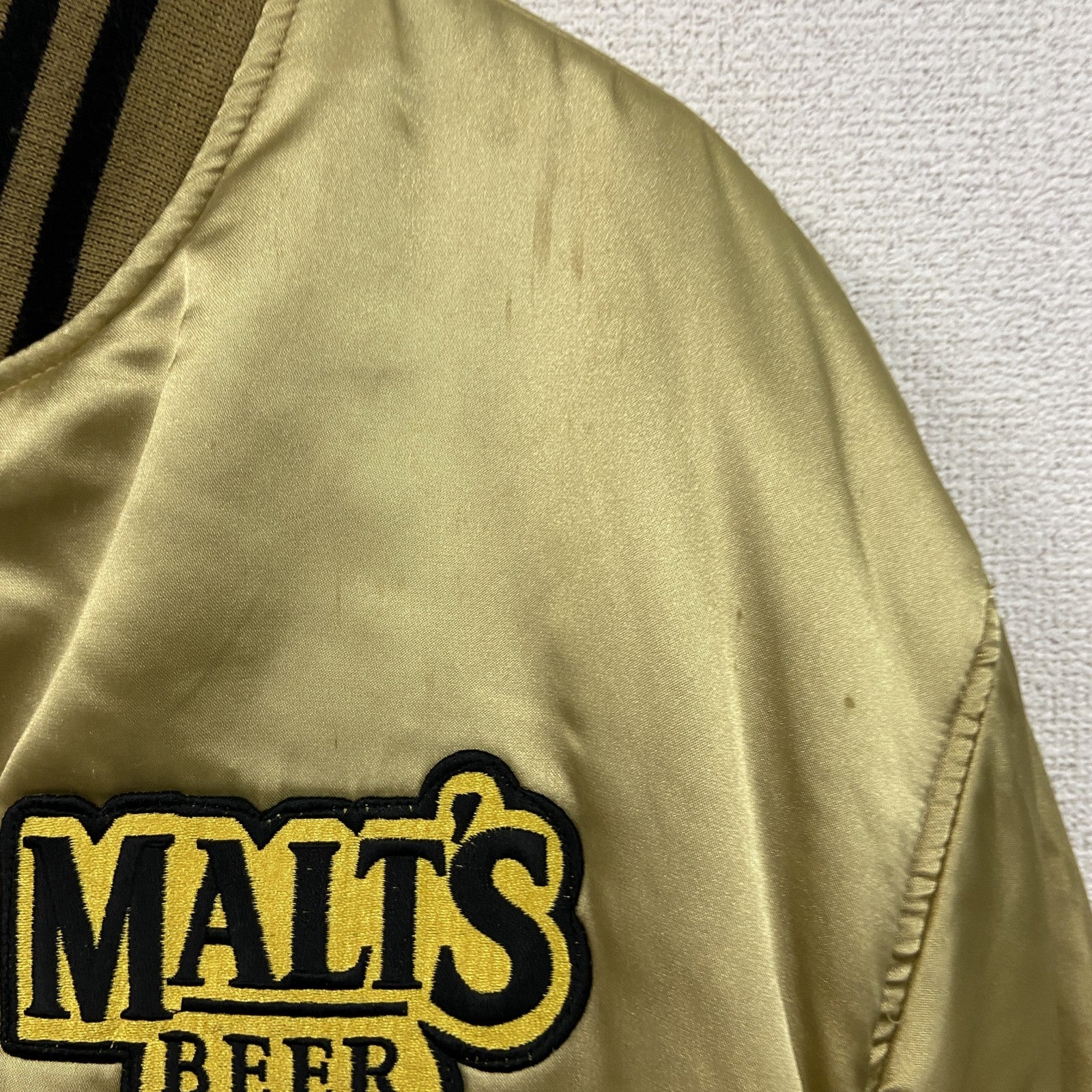 ～00s　SUNTORY　MALT'S　モルツ　スタジャン/スタジアムジャケット　リバーシブル　ゴールド　LLサイズ　古着
