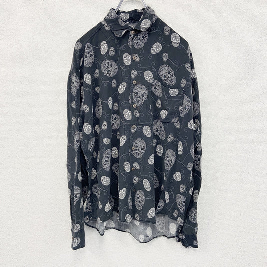 CARDCHE　長袖シャツ　総柄　黒　ブラック　Lサイズ