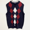 U.S.POLOASSN　ユーエスポロアッスン　ポイント刺繍ニットベスト　ダイヤ柄　Vネック　ネイビー　紺　Mサイズ　古着