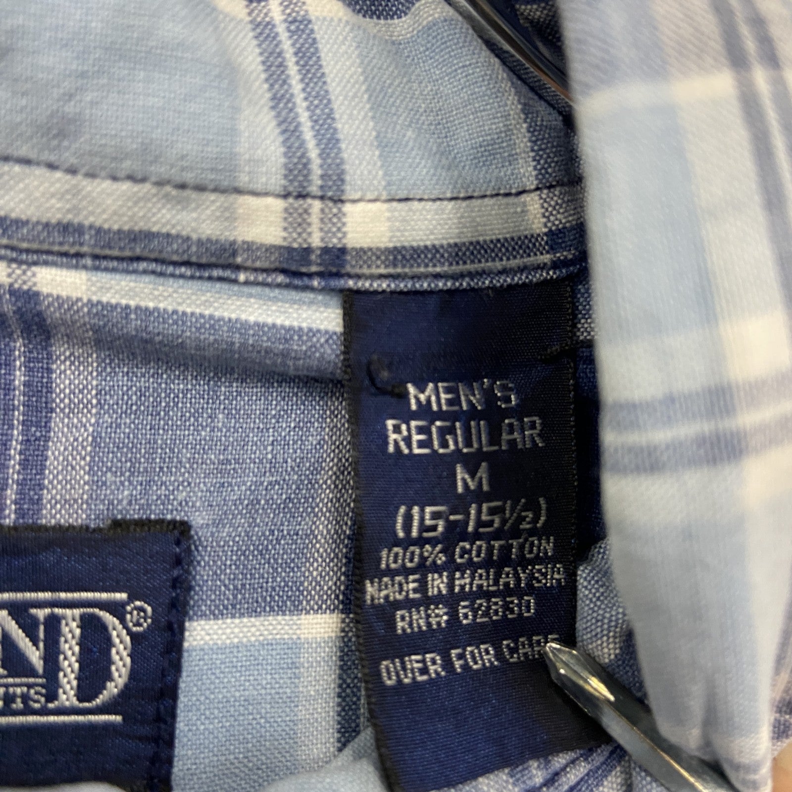 90s　LANDS’ END　ランズエンド　半袖チェックシャツ　ヴィンテージ　青　ブルー　Mサイズ　古着