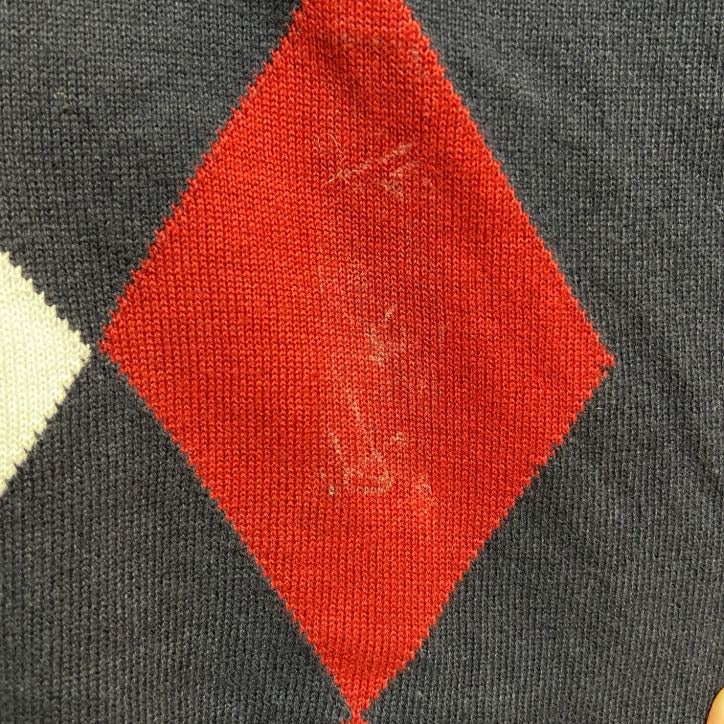 U.S.POLOASSN　ユーエスポロアッスン　ポイント刺繍ニットベスト　ダイヤ柄　Vネック　ネイビー　紺　Mサイズ　古着