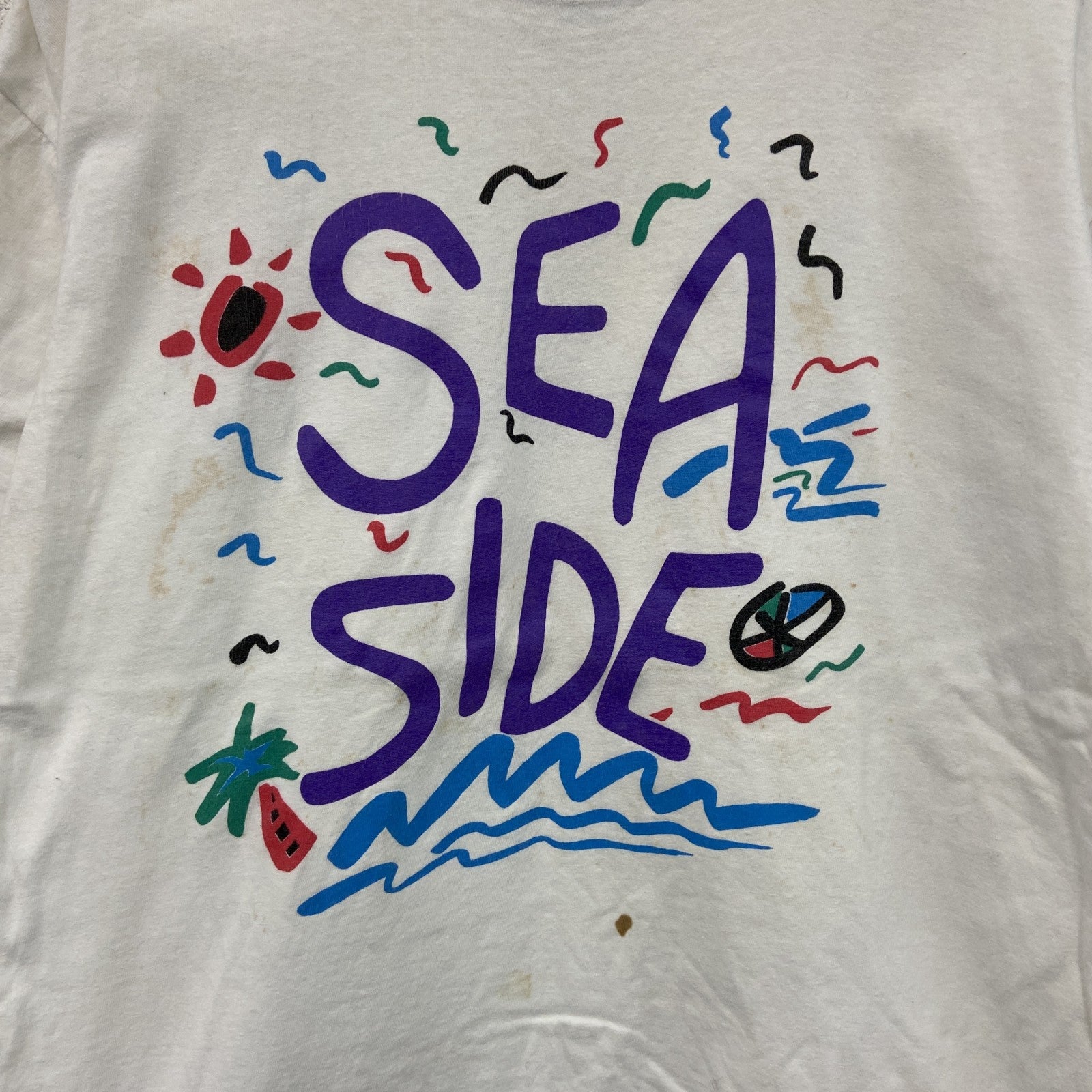 90s　ONEITA　オニータ　半袖プリントTシャツ　ヴィンテージ　シングルステッチ　白　ホワイト　Lサイズ　古着