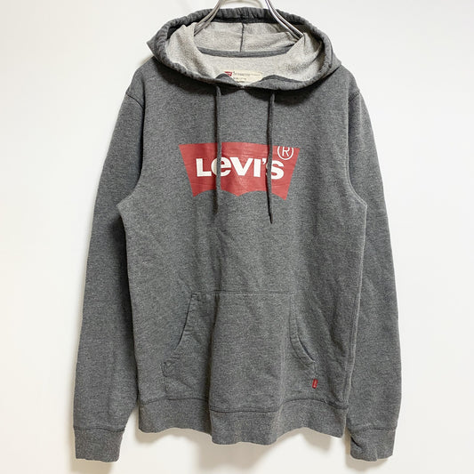 古着 used　Levi’s　リーバイス　長袖ロゴプリントパーカー　スウェットフーディ　グレー　秋冬服　Sサイズ
