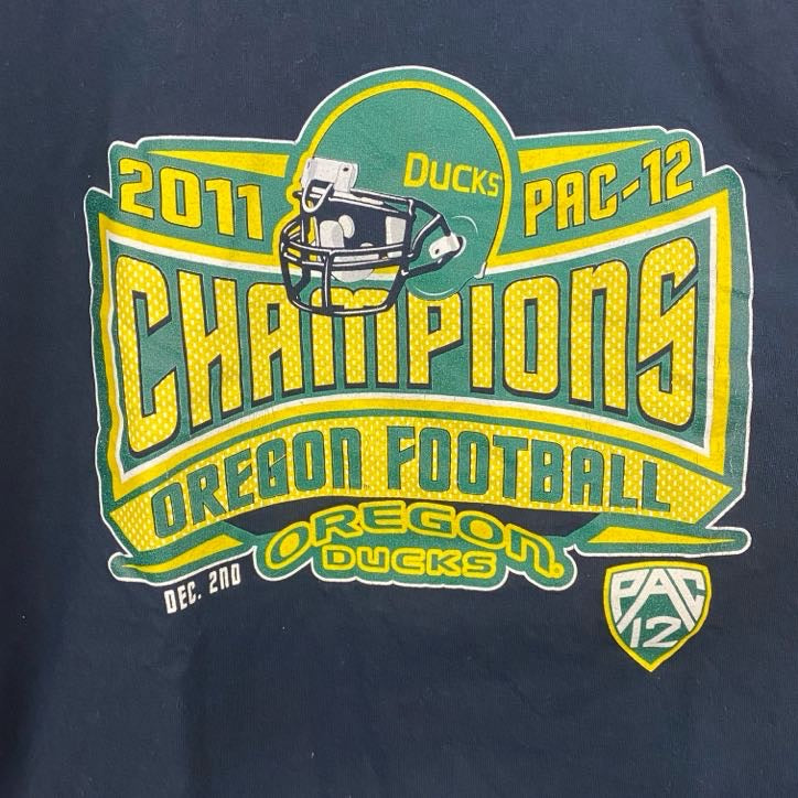BLUE84　2011　OREBON　FOOTBALL　フットボール　半袖プリントTシャツ　ネイビー　紺　XXLサイズ　古着