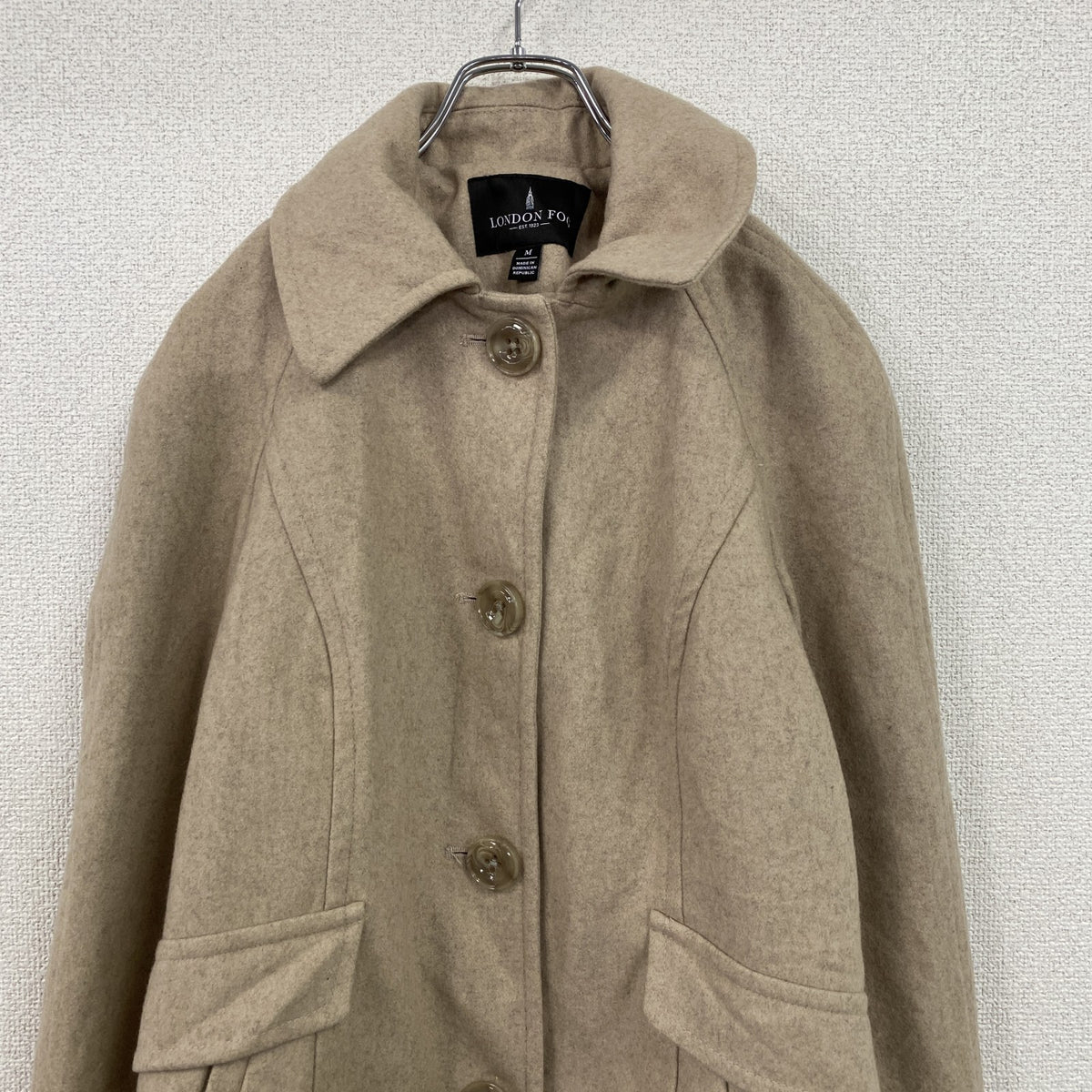LONDON FOG　ロンドンフォグ　ウールコート　ベージュ　Mサイズ メンズ ポリエステル 古着