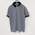 LACOSTE　ラコステ　半袖ポロシャツ　刺繍ロゴ　ボーダー　紺　ネイビー　白　ホワイト　4サイズ　古着