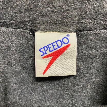 古着 used　90s　SPEEDO　スピード　長袖厚手ナイロンジャケット　ワンポイントロゴ刺繡　黒　ブラック　XLサイズ