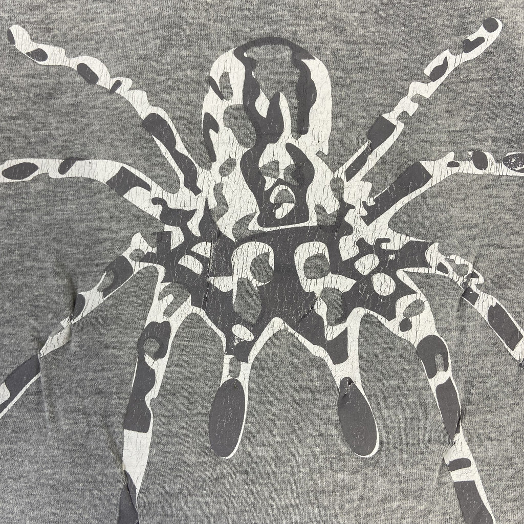 00s　LooKS4u　半袖プリントアニマルTシャツ　スパイダー　蜘蛛　クルーネック　ヴィンテージ　灰色　グレー　古着