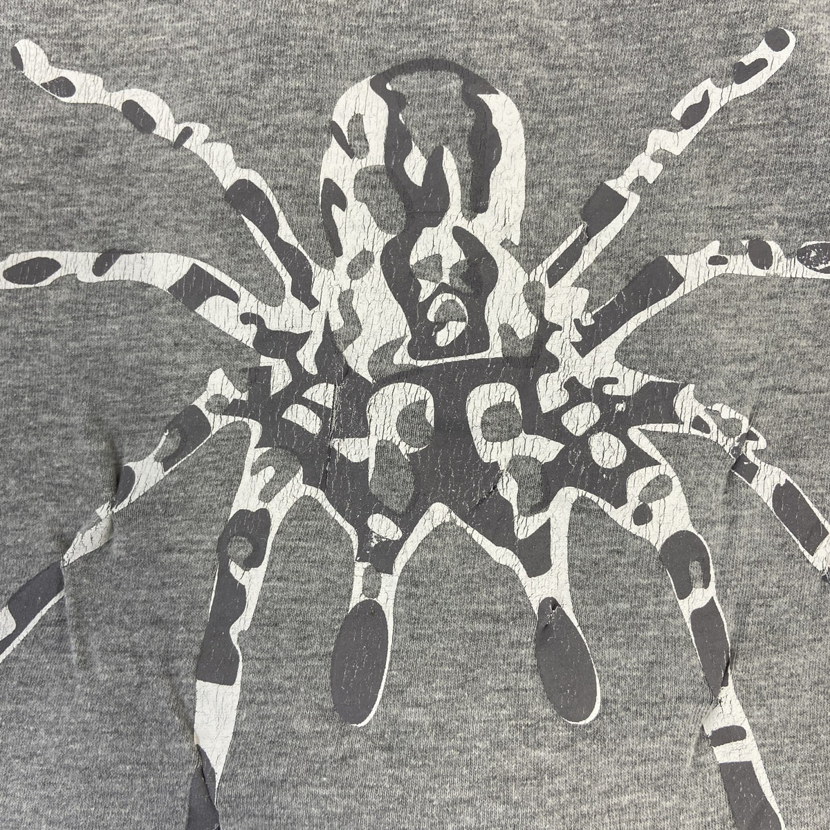 00s　LooKS4u　半袖プリントアニマルTシャツ　スパイダー　蜘蛛　クルーネック　ヴィンテージ　灰色　グレー　古着