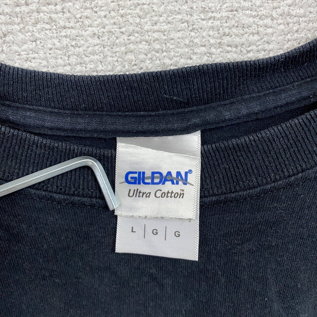 GILDAN　ギルダン　半袖プリントTシャツ　Uネック　　黒　ブラック　Lサイズ　古着