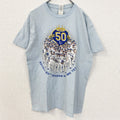 GILDAN　ギルダン　半袖プリントTシャツ　ベースボール　野球　スポーツ　水色　ライトブルー　Mサイズ　古着