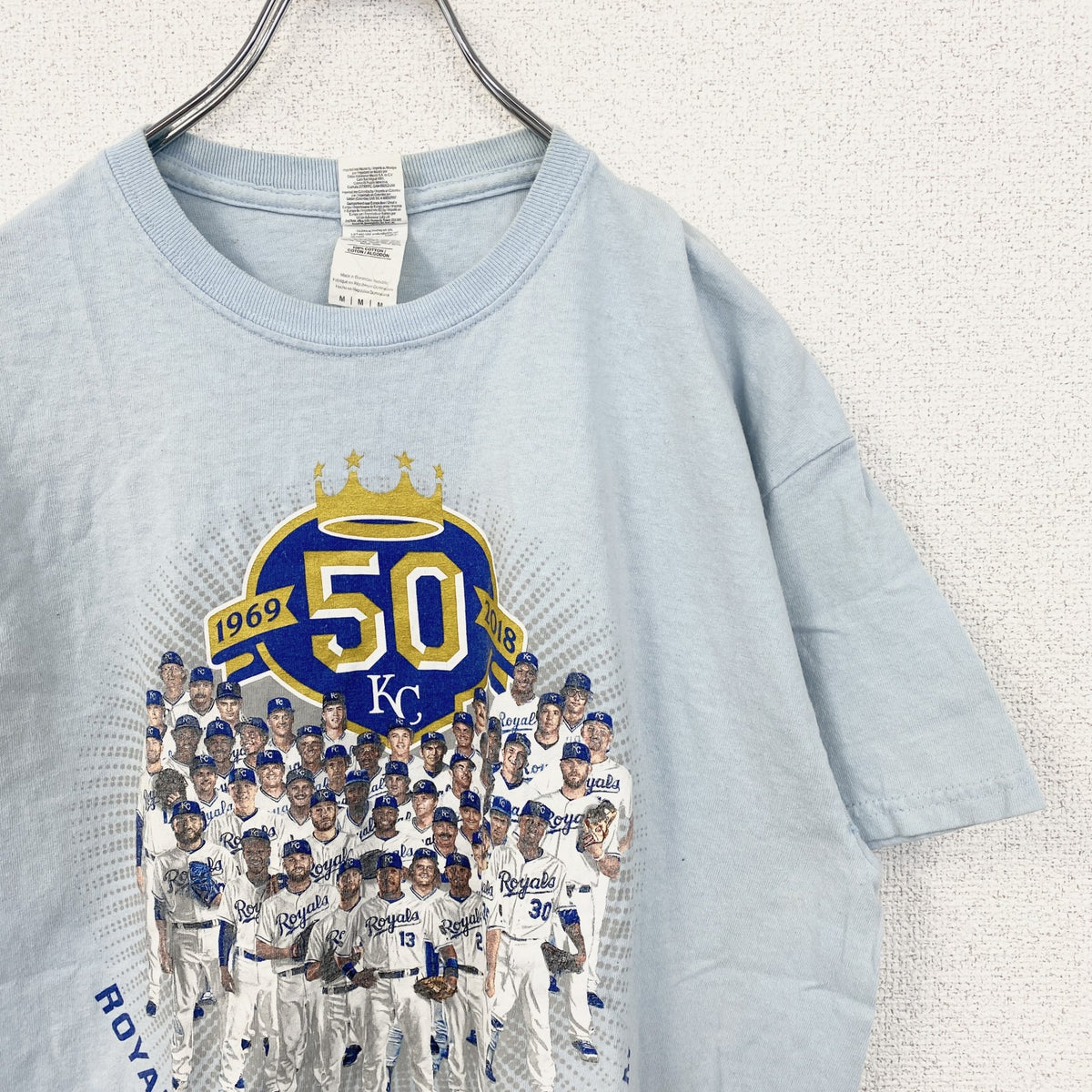 GILDAN　ギルダン　半袖プリントTシャツ　ベースボール　野球　スポーツ　水色　ライトブルー　Mサイズ　古着