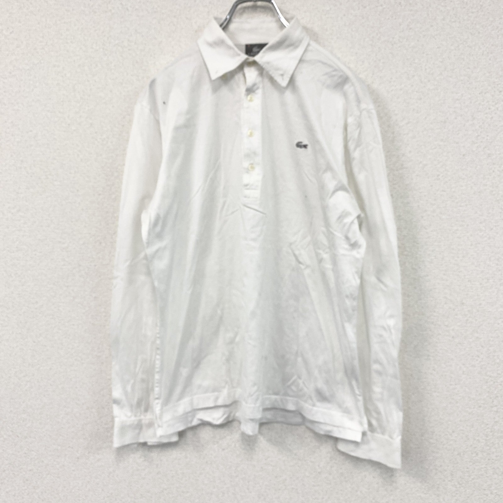 LACOSTE　ラコステ　ハーフボタン長袖Tシャツ/ロンT　刺繍ロゴ　白　ホワイト　4サイズ　古着