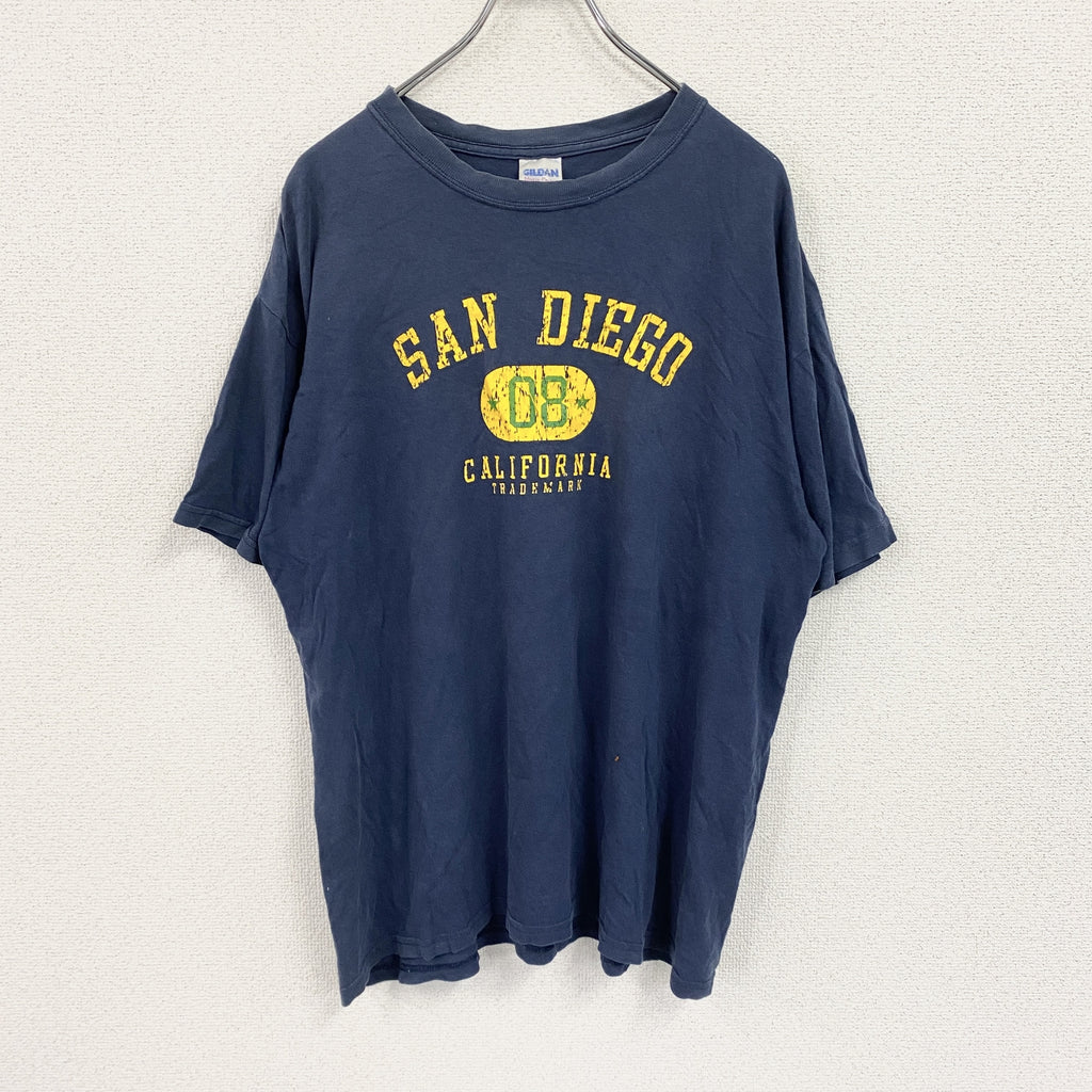 GILDAN　ギルダン　半袖プリントTシャツ　ネイビー　Lサイズ　古着