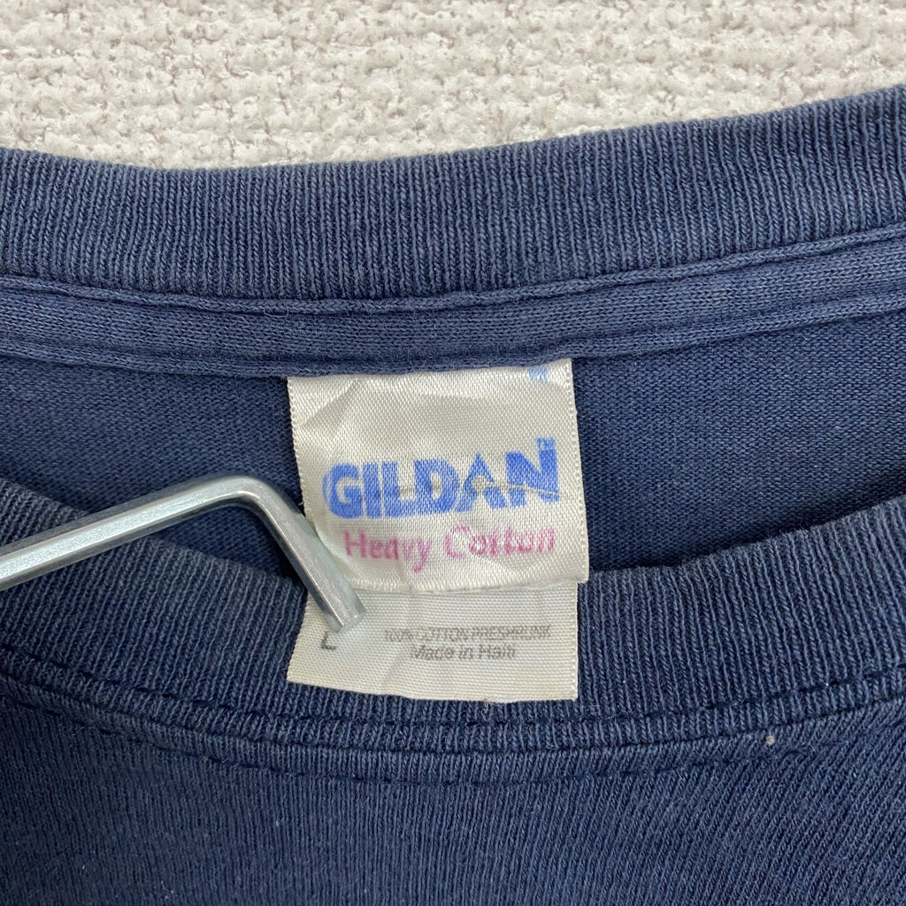 GILDAN　ギルダン　半袖プリントTシャツ　ネイビー　Lサイズ　古着
