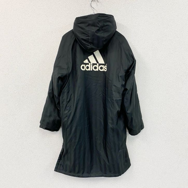 adidas　アディダス　ベンチコート　中綿入り　黒　ブラック　160サイズ　古着