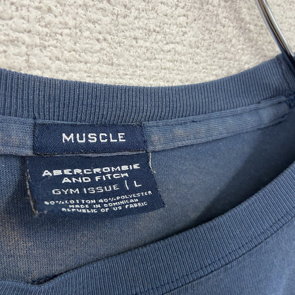 Abercrombie & Fitch　アバクロンビー＆フィッチ　MUSCLE　半袖プリントTシャツ　紺　ネイビー　Lサイズ　古着