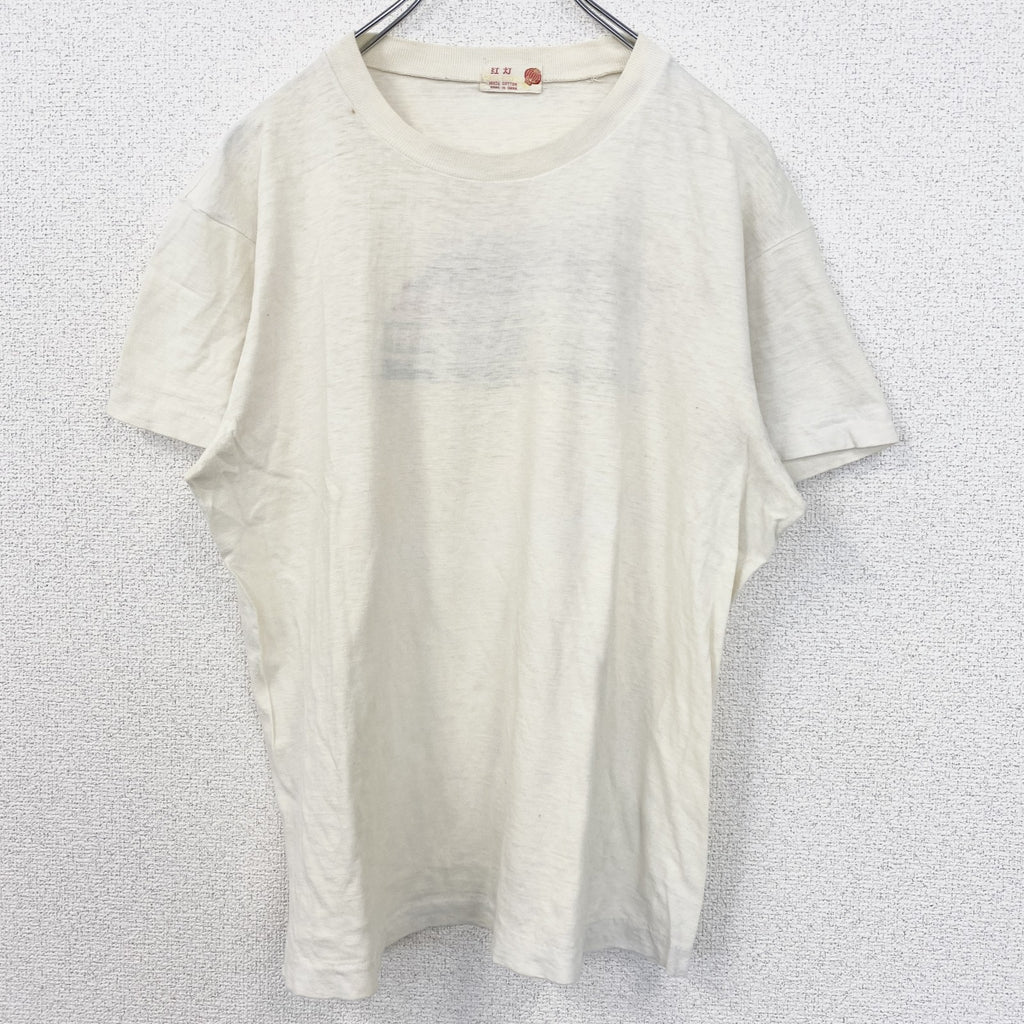 　半袖プリントTシャツ　バックプリント　車　カー　シングルステッチ　90s　レトロ　アイボリー　Mサイズ　　ヴィンテージ　古着