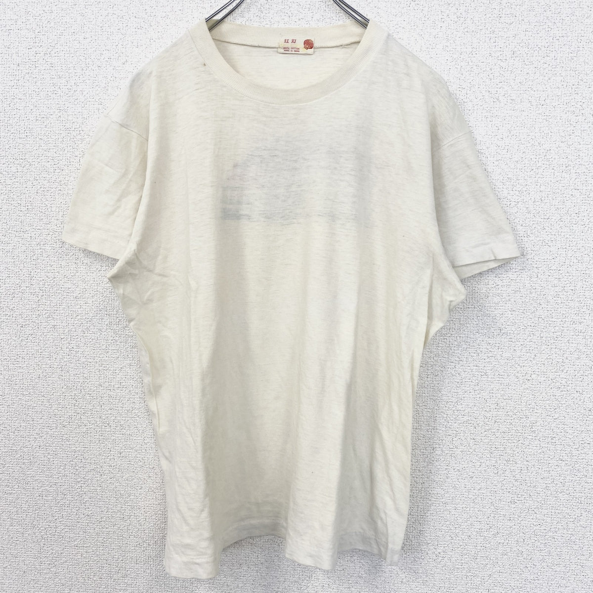 　半袖プリントTシャツ　バックプリント　車　カー　シングルステッチ　90s　レトロ　アイボリー　Mサイズ　　ヴィンテージ　古着