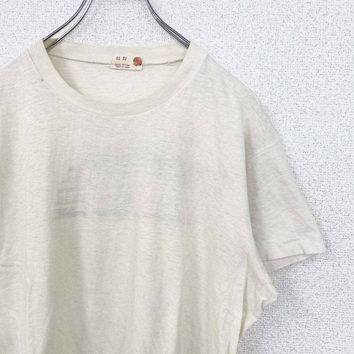 　半袖プリントTシャツ　バックプリント　車　カー　シングルステッチ　90s　レトロ　アイボリー　Mサイズ　　ヴィンテージ　古着
