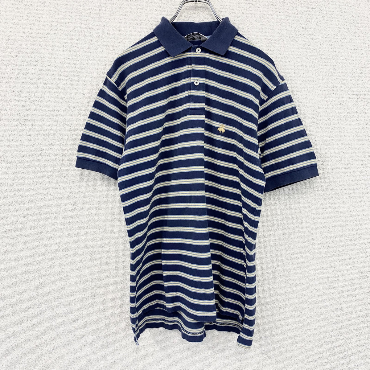 Brooks Brothers　ブルックスブラザーズ　Golden Fleece　半袖ポロシャツ　ボーダー　紺　ネイビー　Sサイズ　古着
