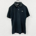 LACOSTE　ラコステ　半袖ポロシャツ　刺繍ロゴ　ワンポイント　黒　ブラック　3サイズ メンズ コットン 古着