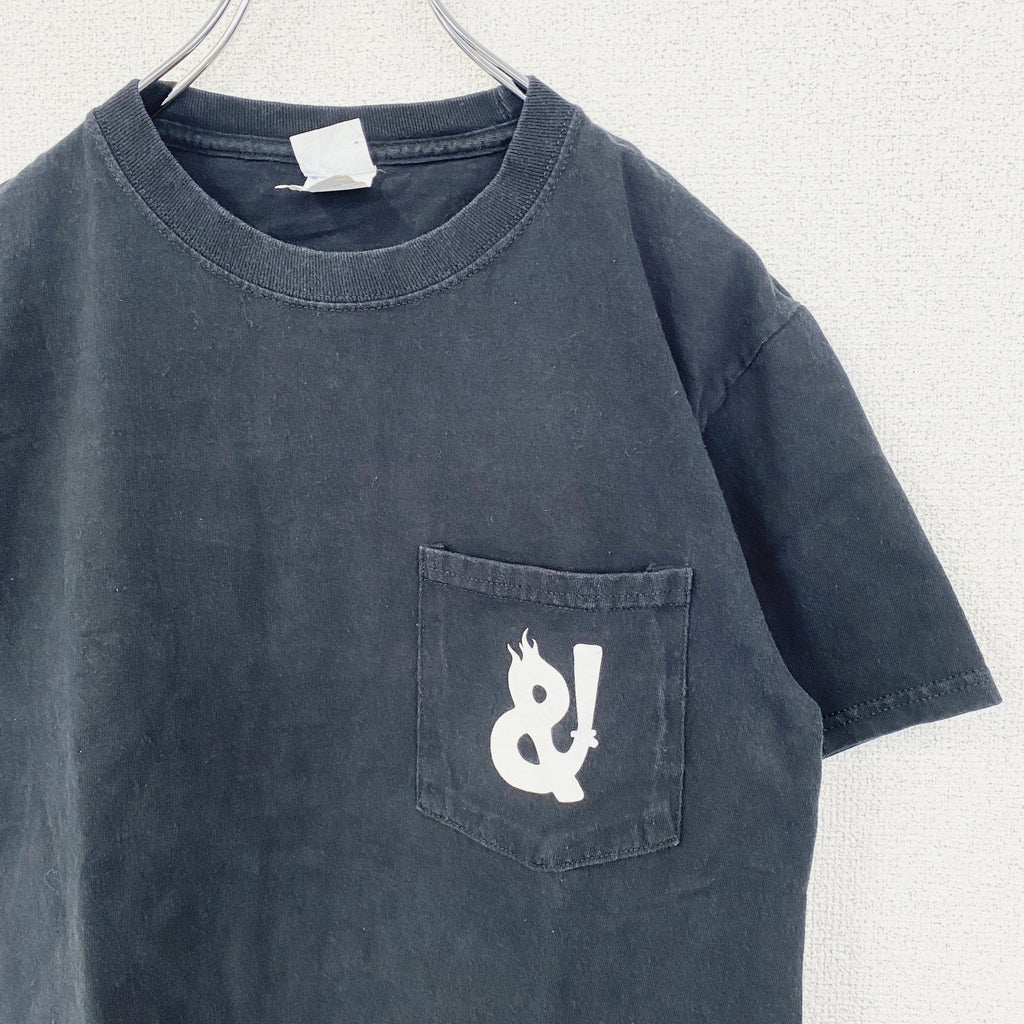 PORT & COMPANY　ポートアンドカンパニー　半袖プリントTシャツ　ポケット　黒　ブラック　Sサイズ　古着