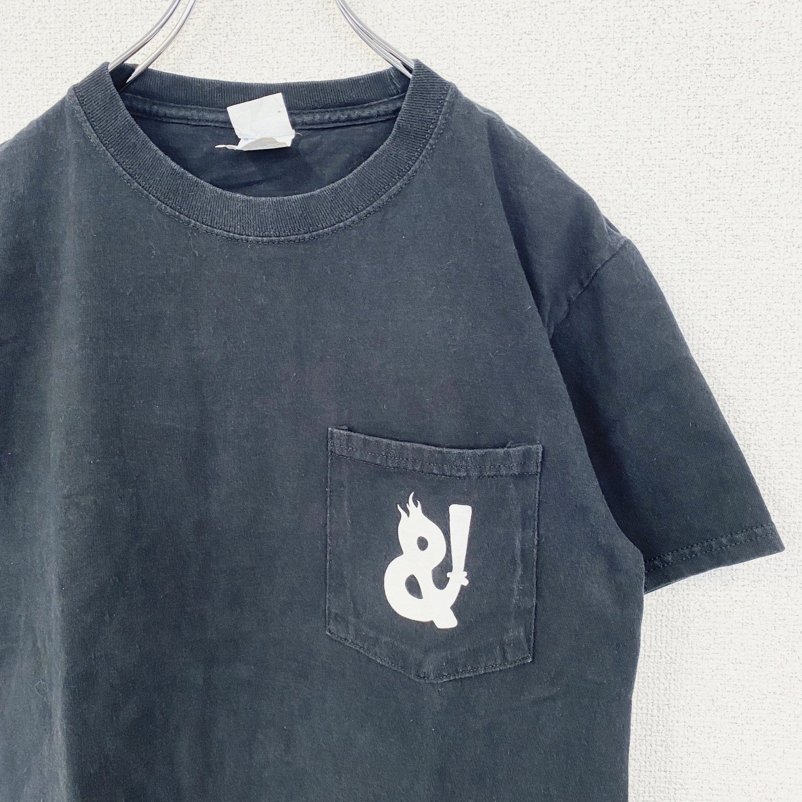 PORT & COMPANY　ポートアンドカンパニー　半袖プリントTシャツ　ポケット　黒　ブラック　Sサイズ　古着