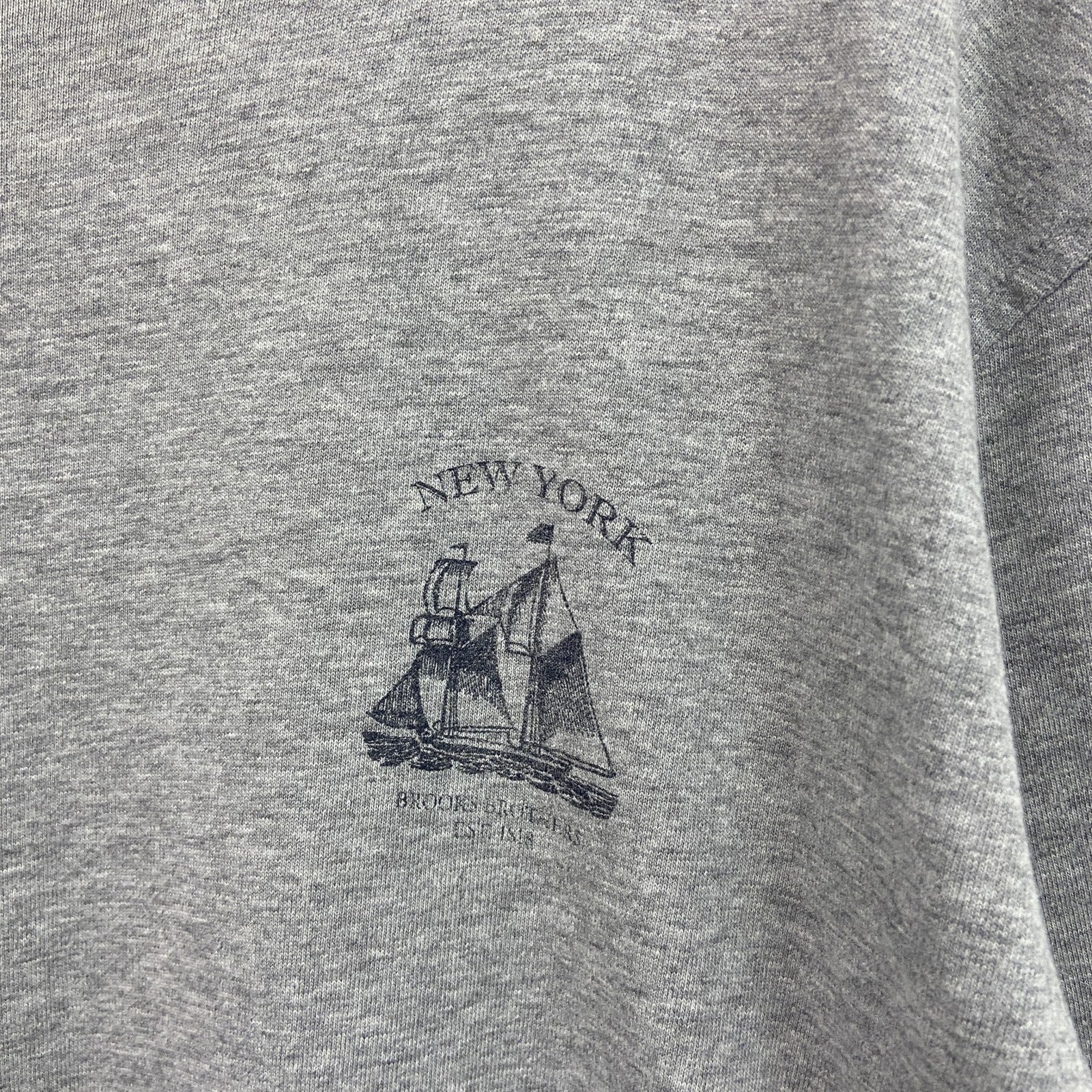 Brooks Brothers 346　ブルックスブラザーズ　半袖プリントTシャツ　グレー　灰色　Mサイズ　古着