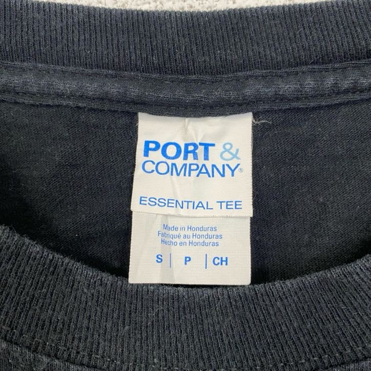 PORT & COMPANY　ポートアンドカンパニー　半袖プリントTシャツ　ポケット　黒　ブラック　Sサイズ　古着